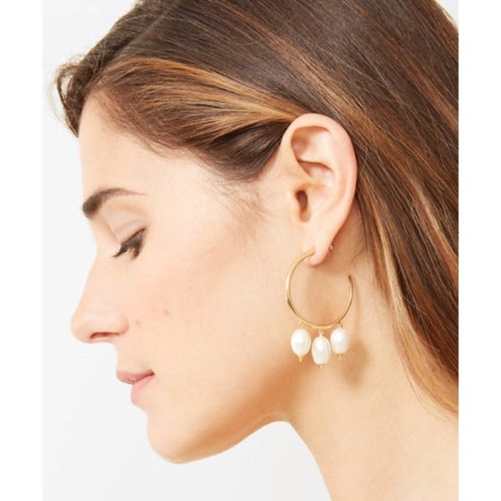 Stella & Dot x Rebecca Minkoff Natriella Pearl Hoop Earrings NEW